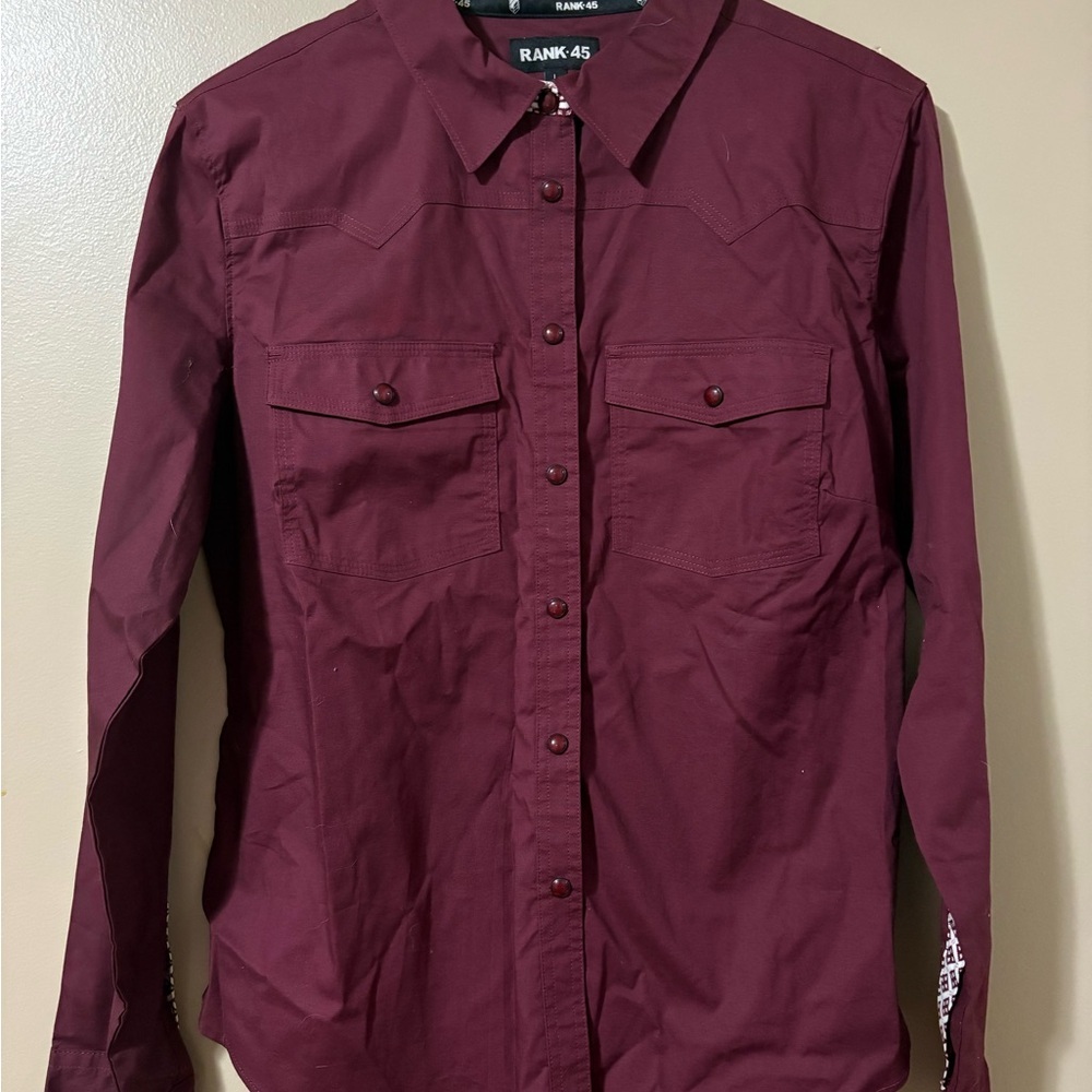 Maroon Rank 45 Pearl Snap Shirt